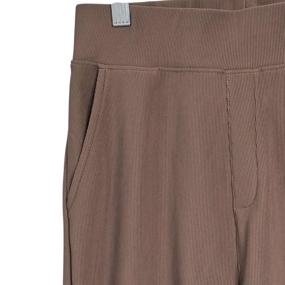 Move Theology Brown Wide-Leg Split Hem Ribbed Lounge Pants M - Picture 4 of 5